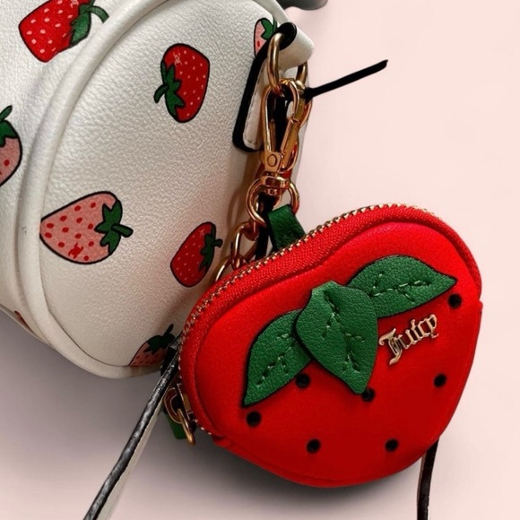 Juicy Couture White Mini Bag w/Strawberry Motif & removable coin purse - Picture 3 of 9